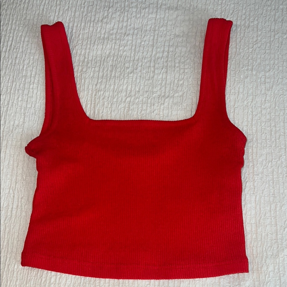 Red Square Neck Women's Top
